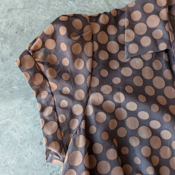 Vintage Robbie Bee Brown Polka Dot Belted Shirt Dress size 8 - Picture 4 of 8